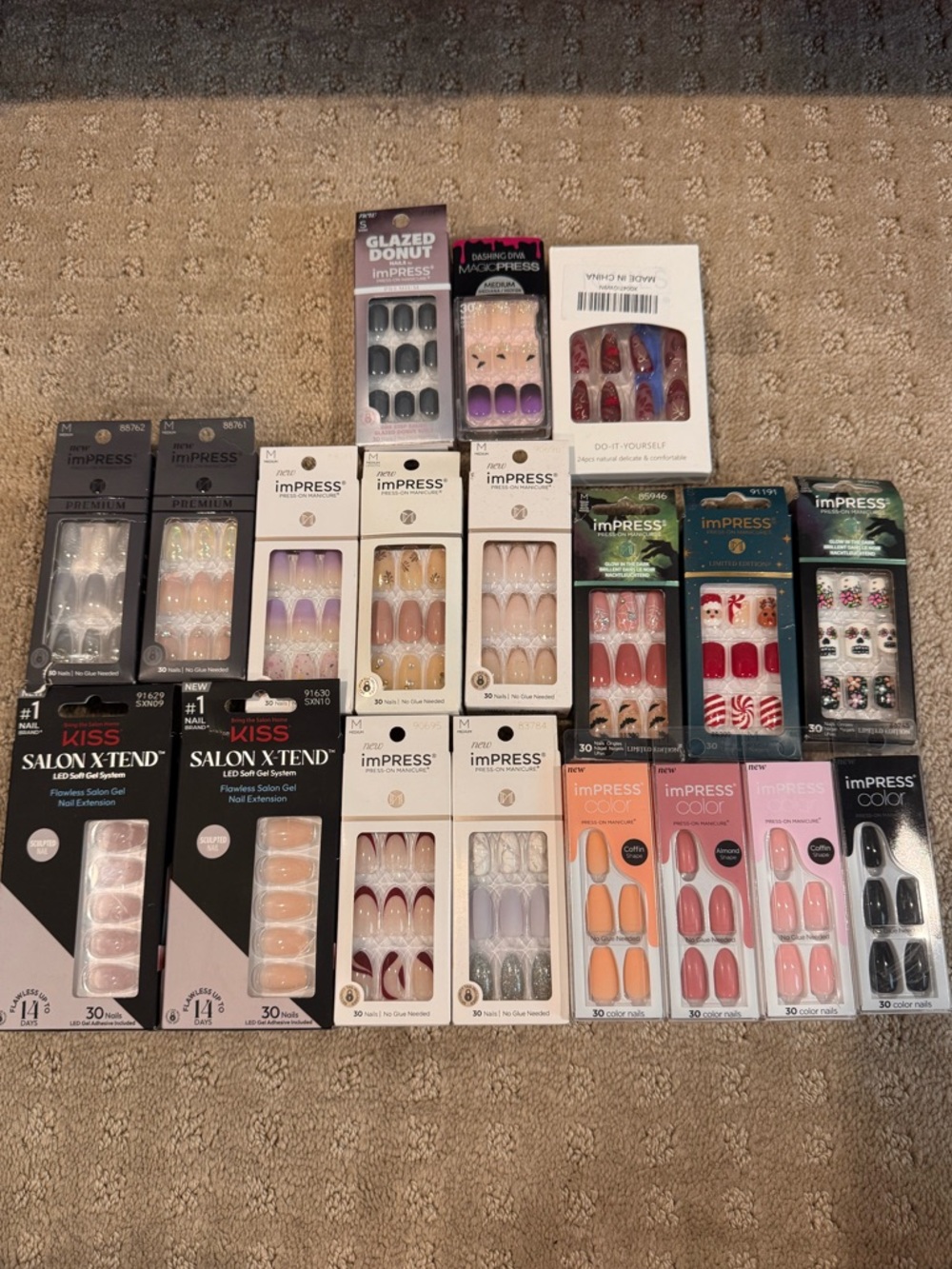 Assorted Press-On Nail Set Bundle in Various Colors